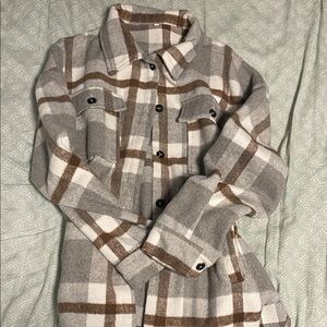 Plaid Gray and Brown Women's Shacket